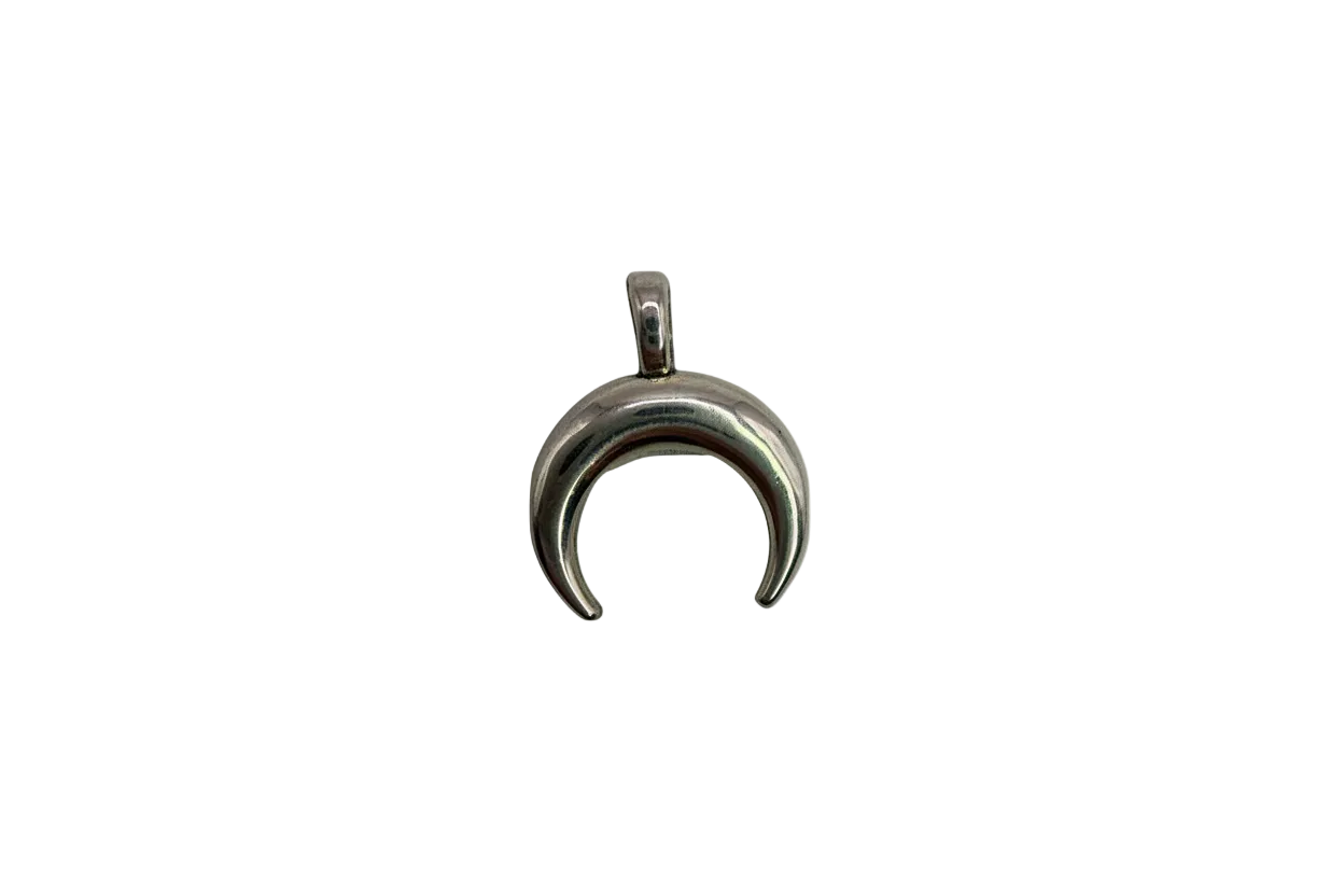 Polished silver crescent moon charm