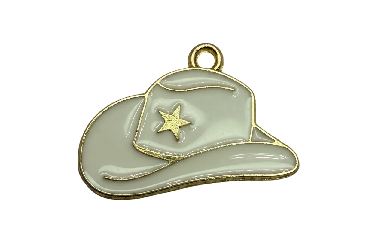 Glossy gray enamel baseball cap with raised gold star and gold trim