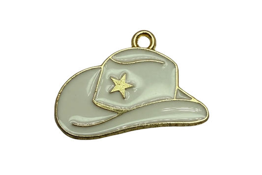 Glossy gray enamel baseball cap with raised gold star and gold trim