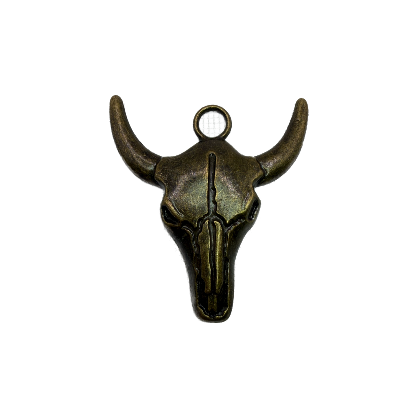 Antiqued gold bull skull with long horns