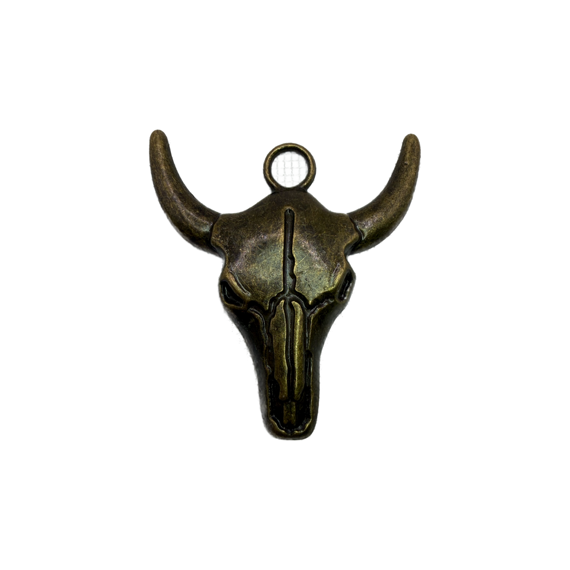 Antiqued gold bull skull with long horns