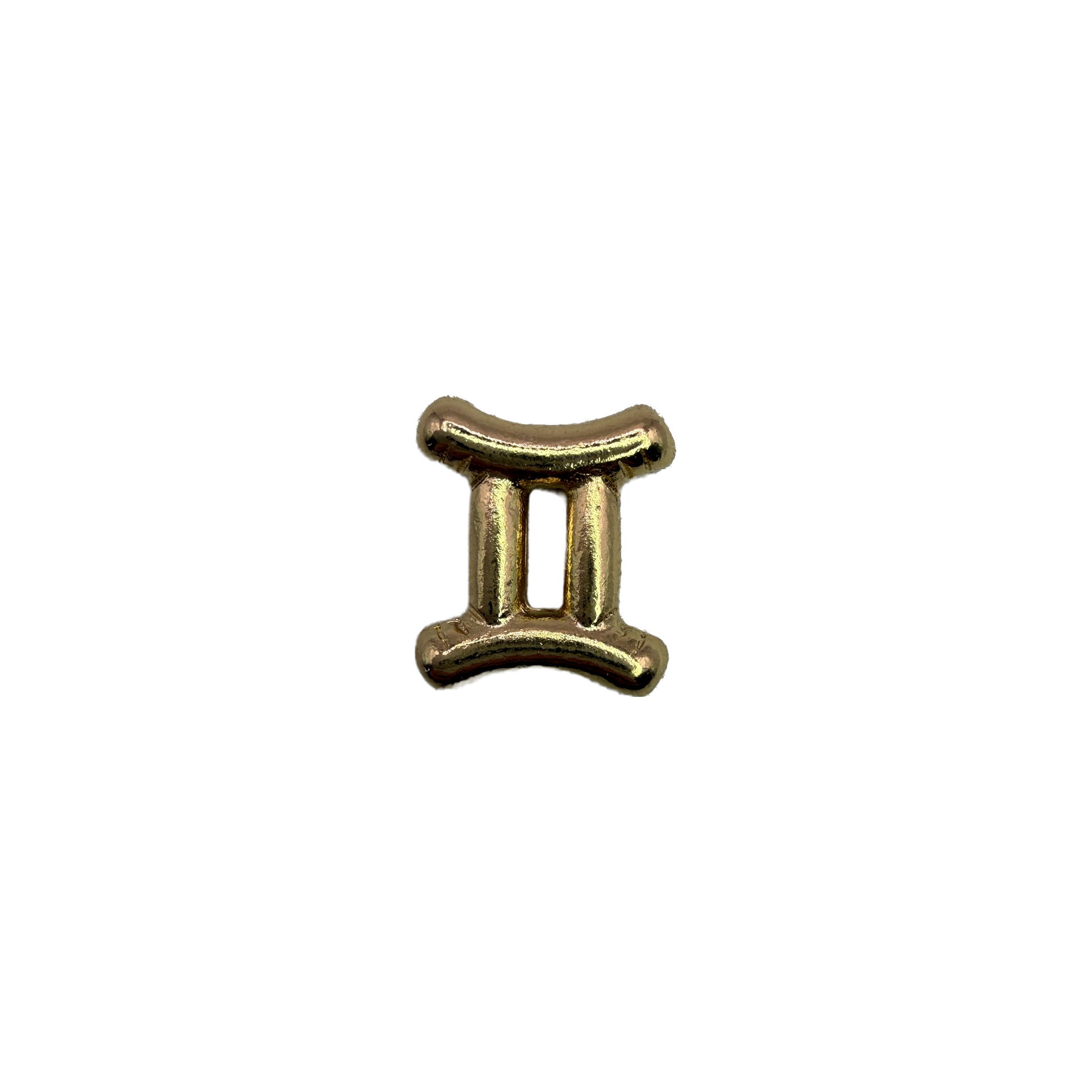 Gold Gemini zodiac symbol with curved bars