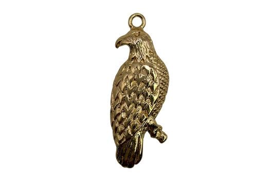 Gold-toned textured eagle with detailed feathers and perched silhouette