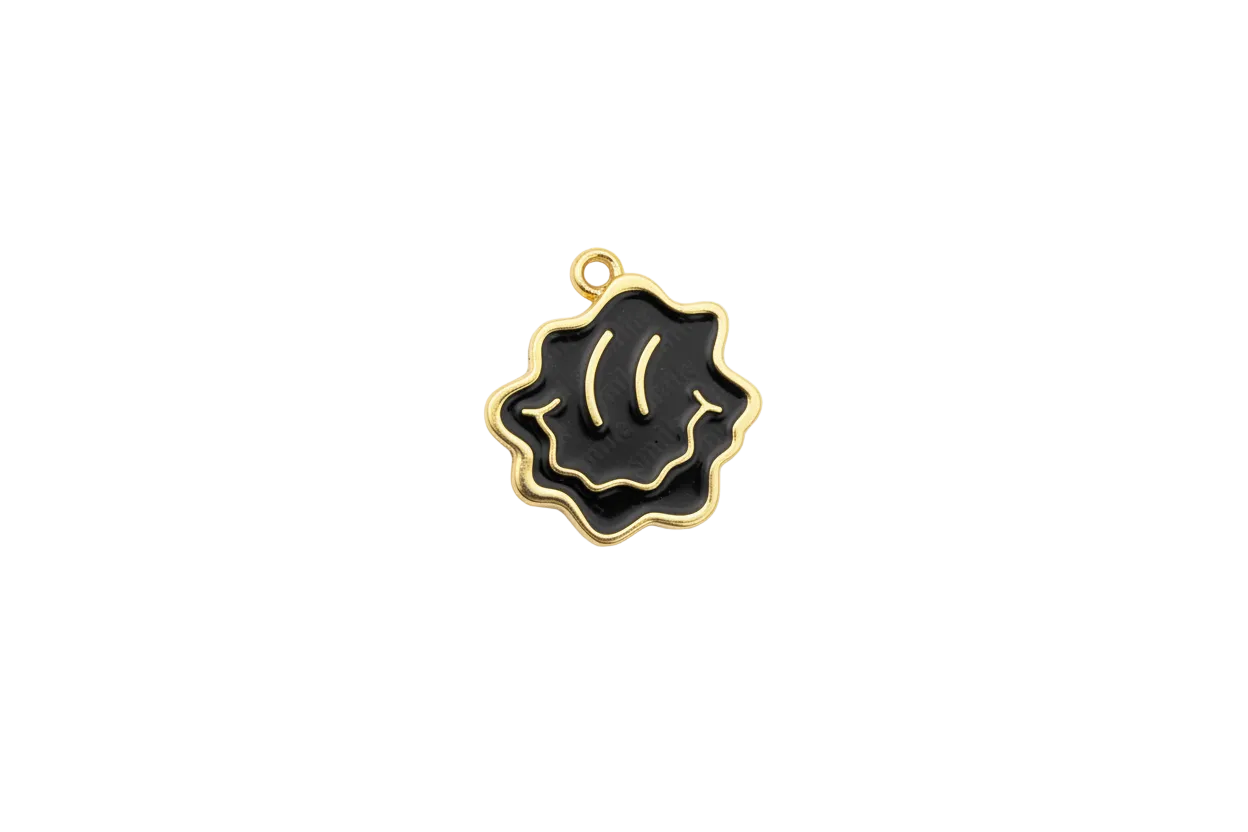 Black melting ghost face with gold outline