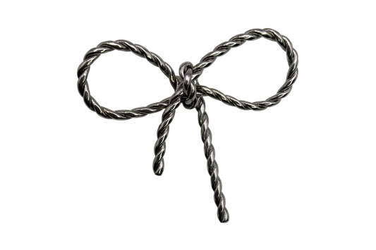 Twisted rope-texture ribbon bow in antique silver finish