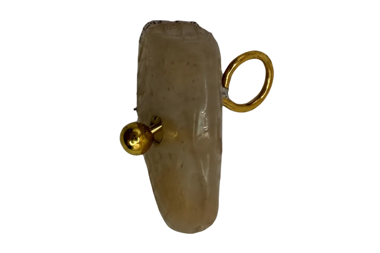 Speckled cream ice cream bar charm with glossy finish and gold accents