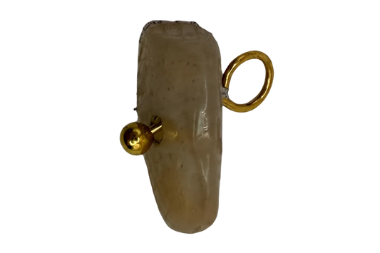Speckled cream ice cream bar charm with glossy finish and gold accents