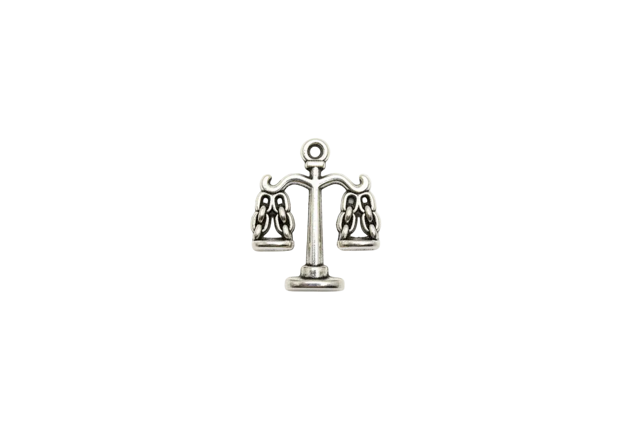 Antique silver balance scale with chain trays