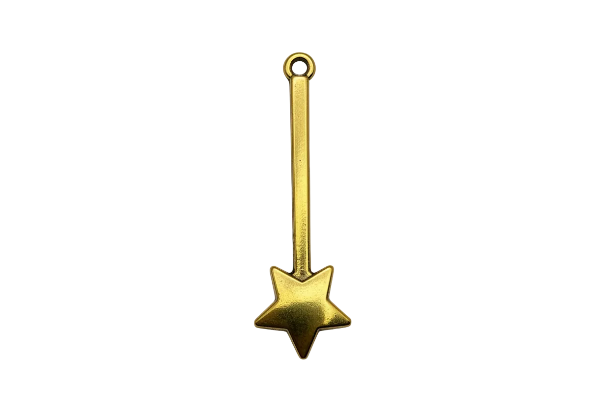 Gold star wand with long bar and star tip
