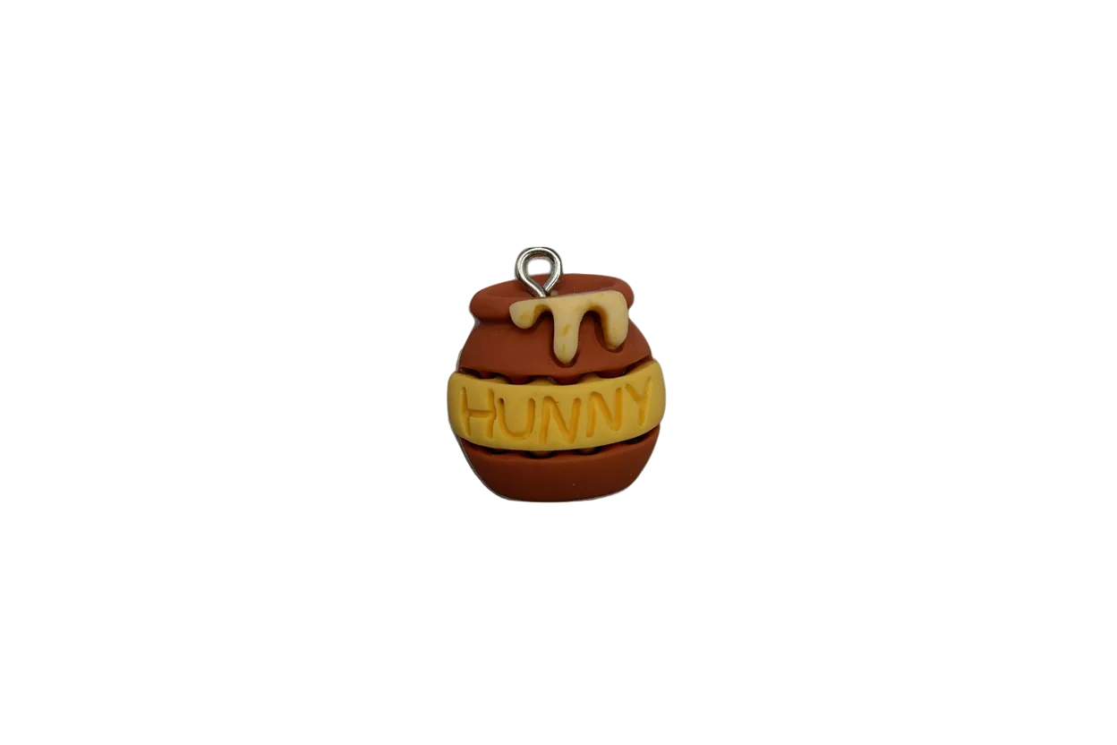 Brown honey pot with cream drip and “HUNNY” band