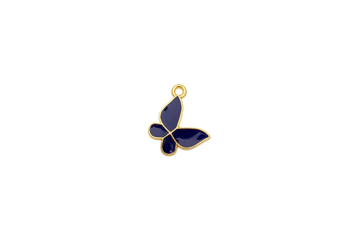 Violet enamel butterfly with gold outline