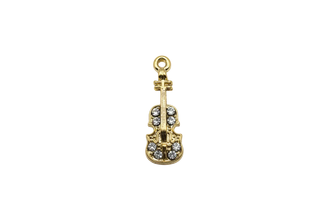 Gold violin with clear crystal accents