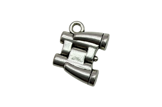 Polished silver buckle link charm with interlocking rounded bars