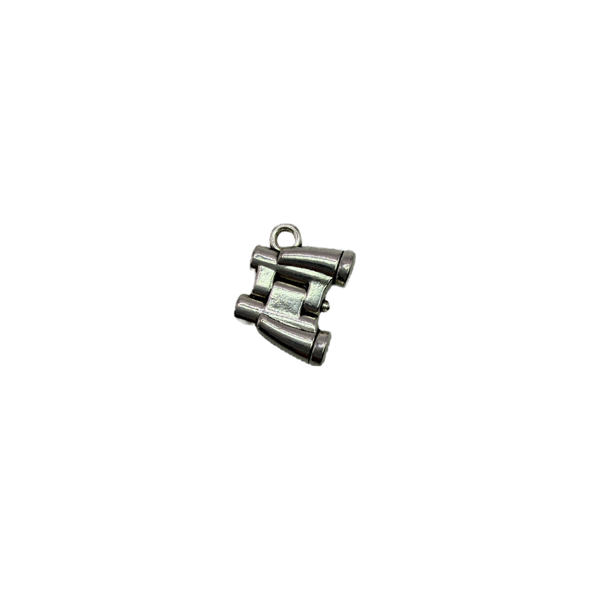 Polished silver buckle link with interlocking rounded bars