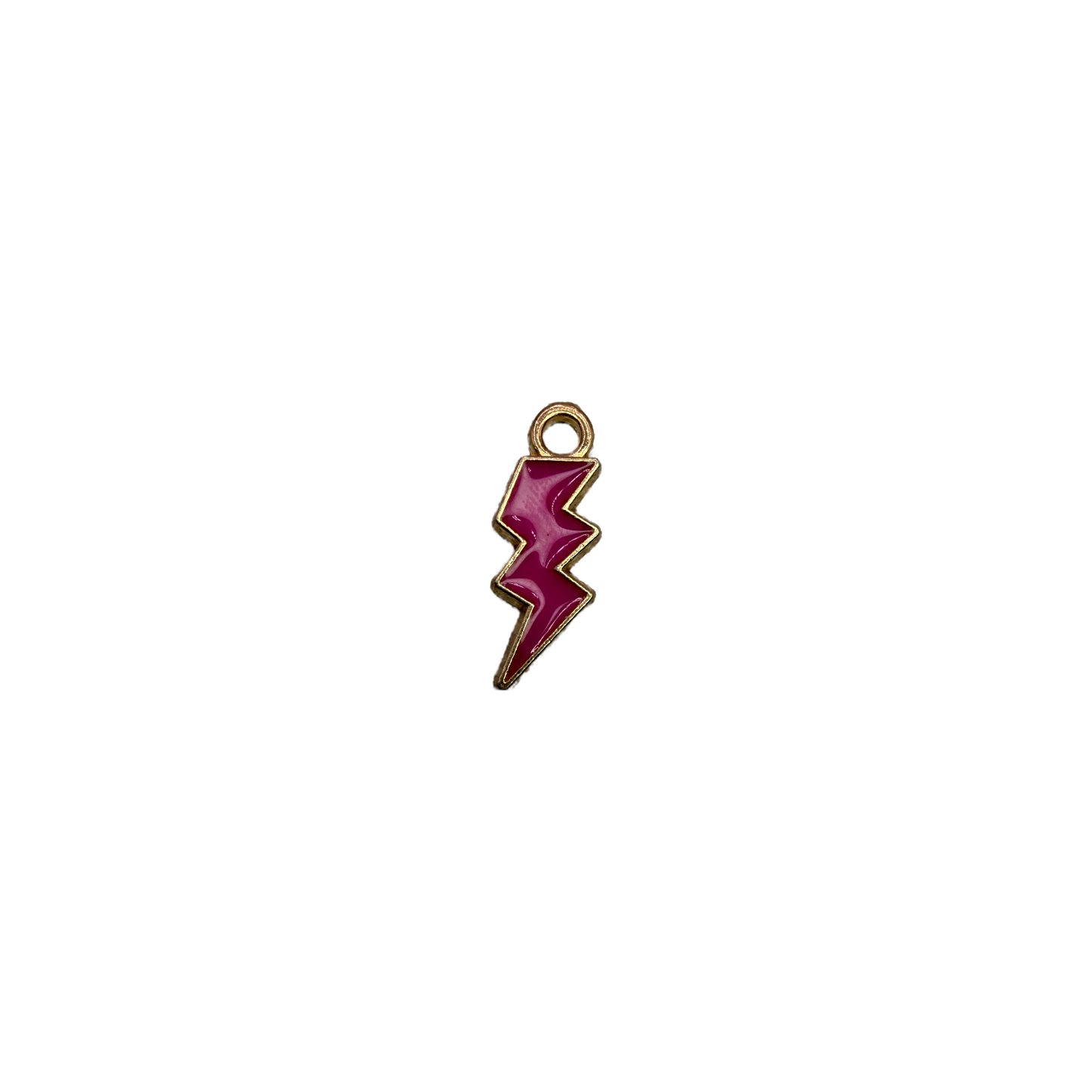 Magenta enamel lightning bolt with gold outline