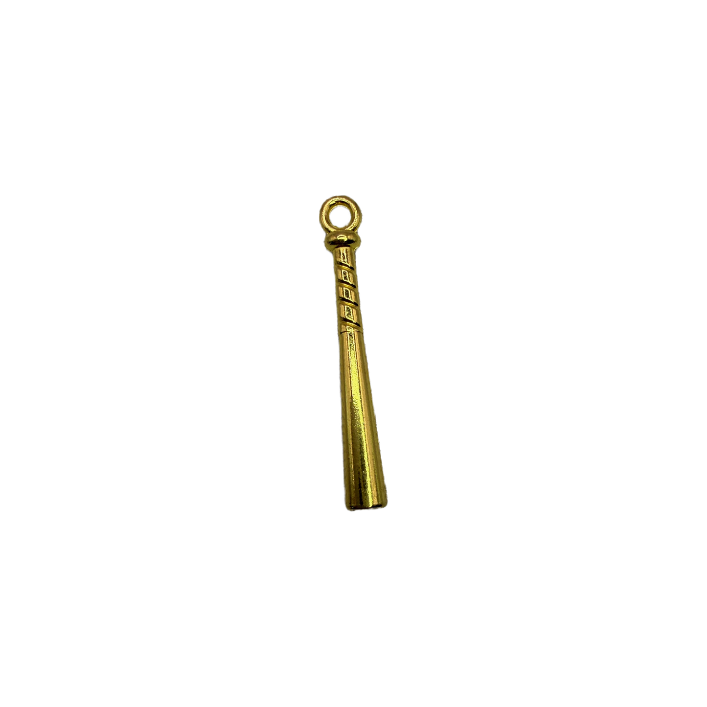 Polished gold mini baseball bat charm