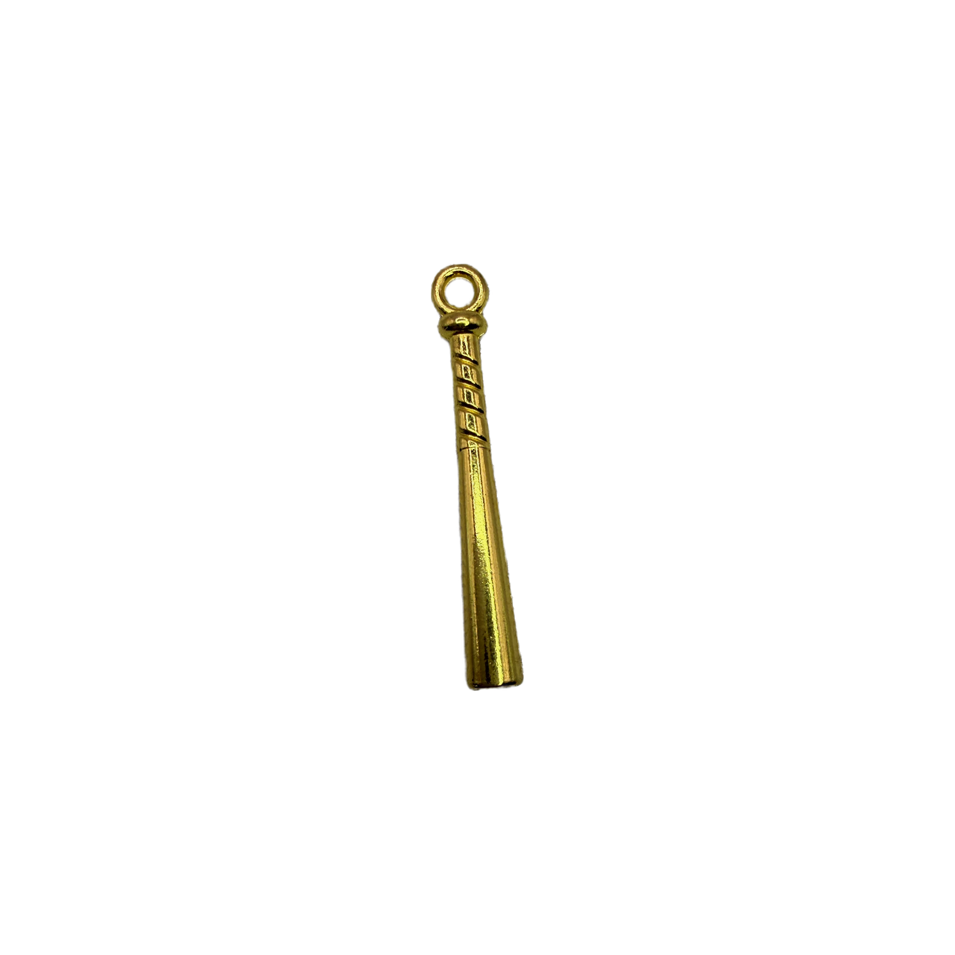 Polished gold mini baseball bat charm