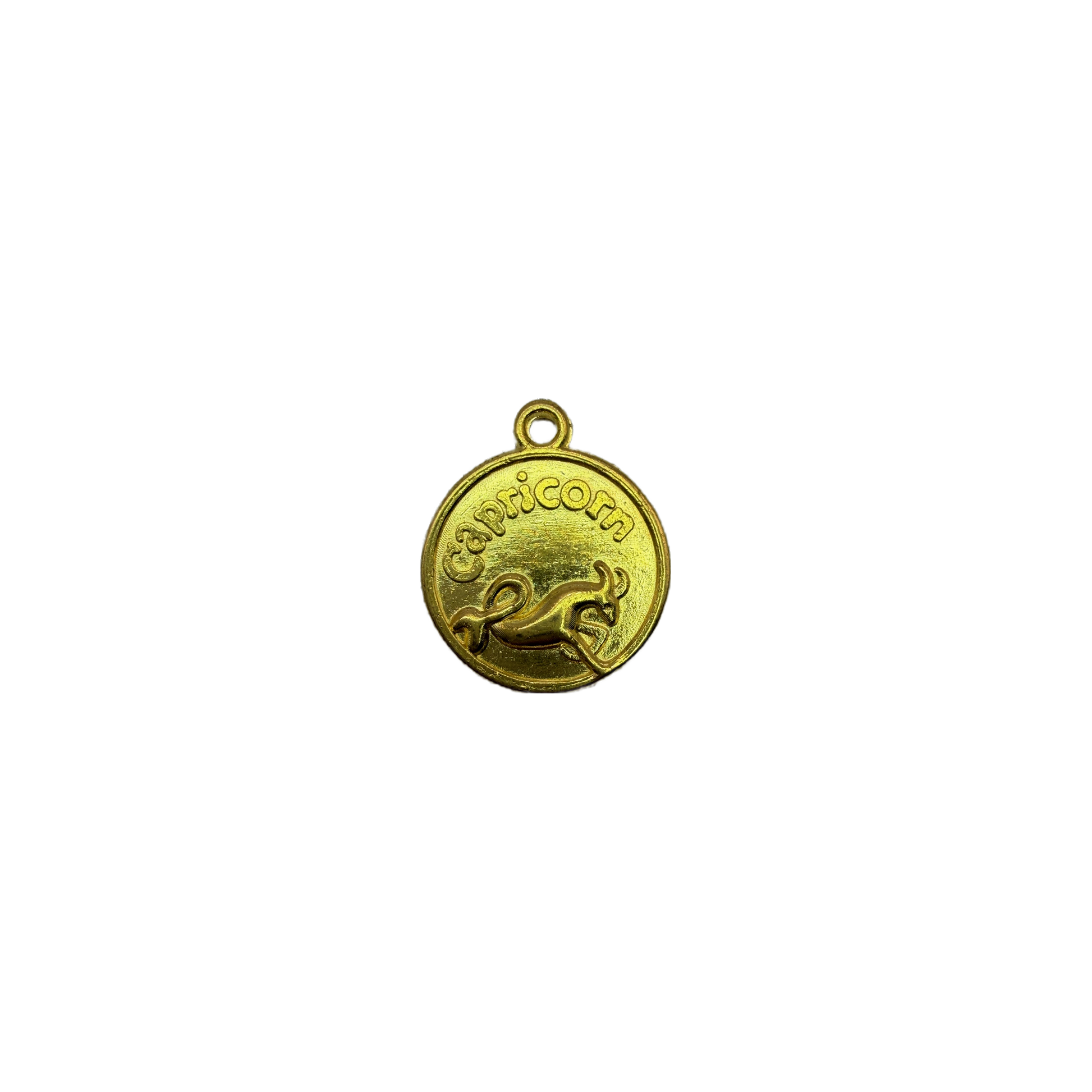 Gold Capricorn zodiac coin with raised goat motif