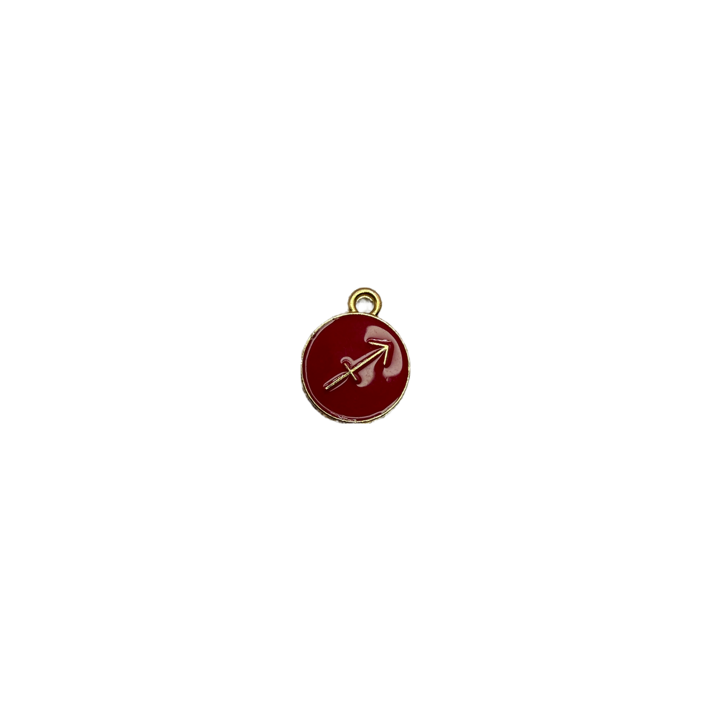 Red enamel medallion with gold Sagittarius arrow