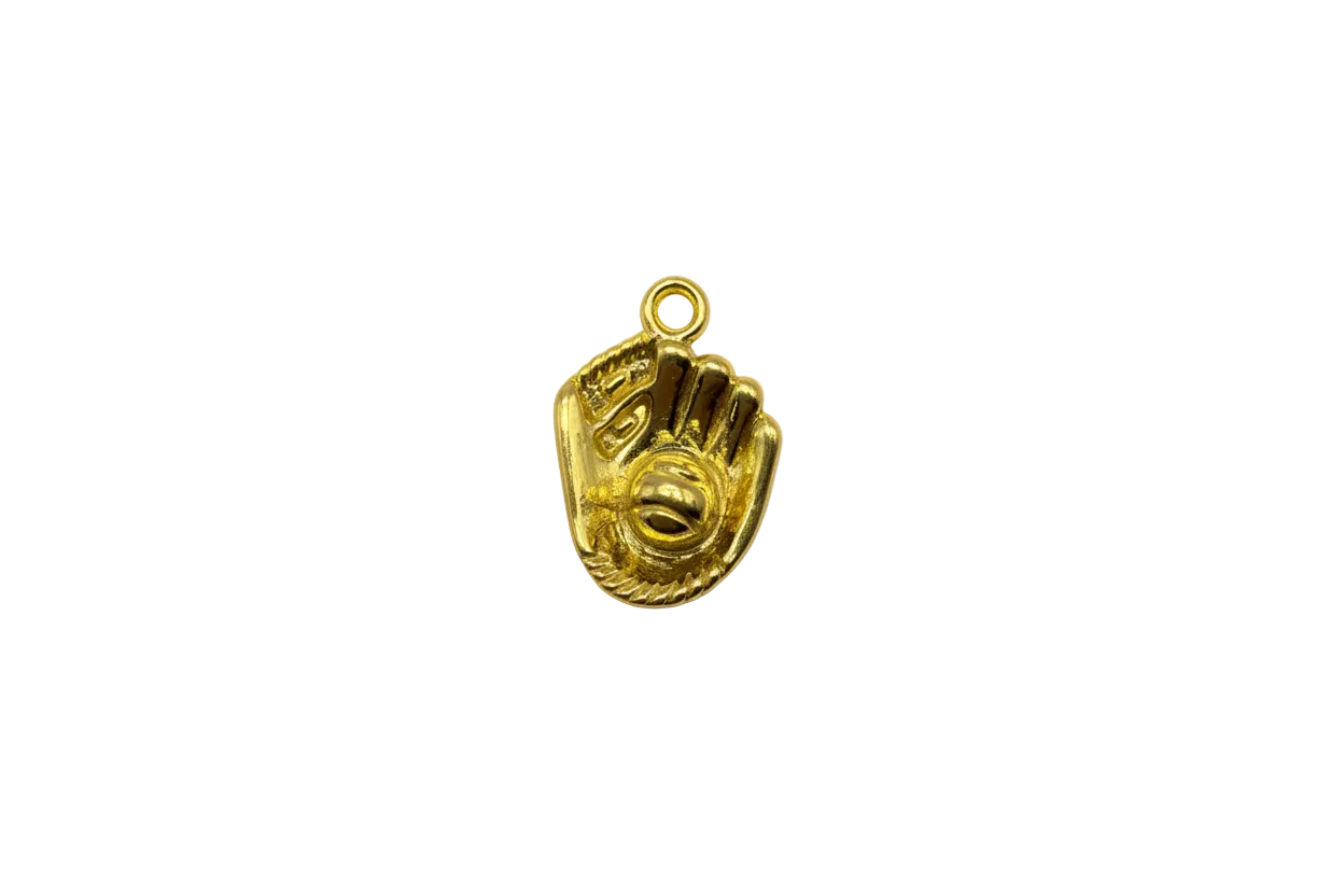 Gold baseball glove with raised baseball detail