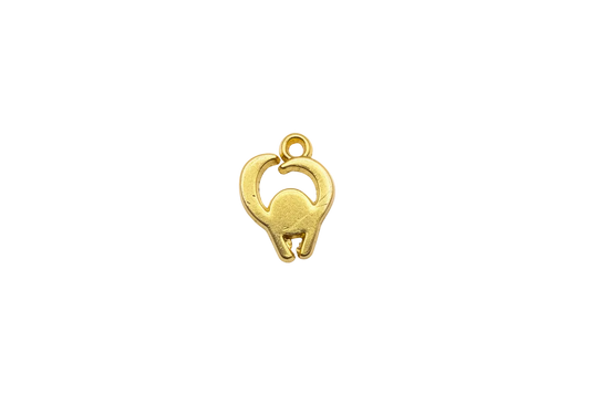 Gold cat silhouette framed by an open heart outline