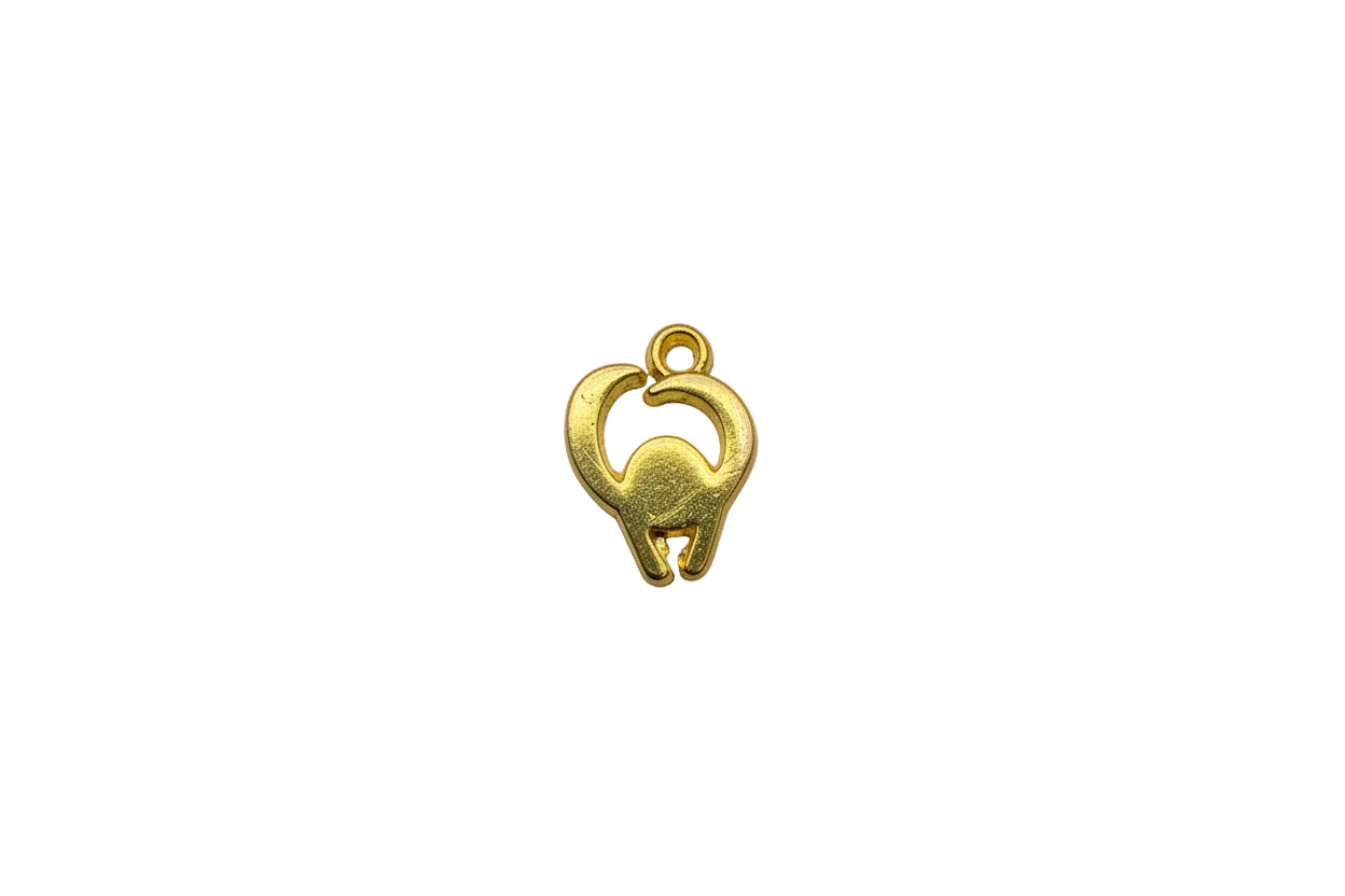 Gold cat in heart outline