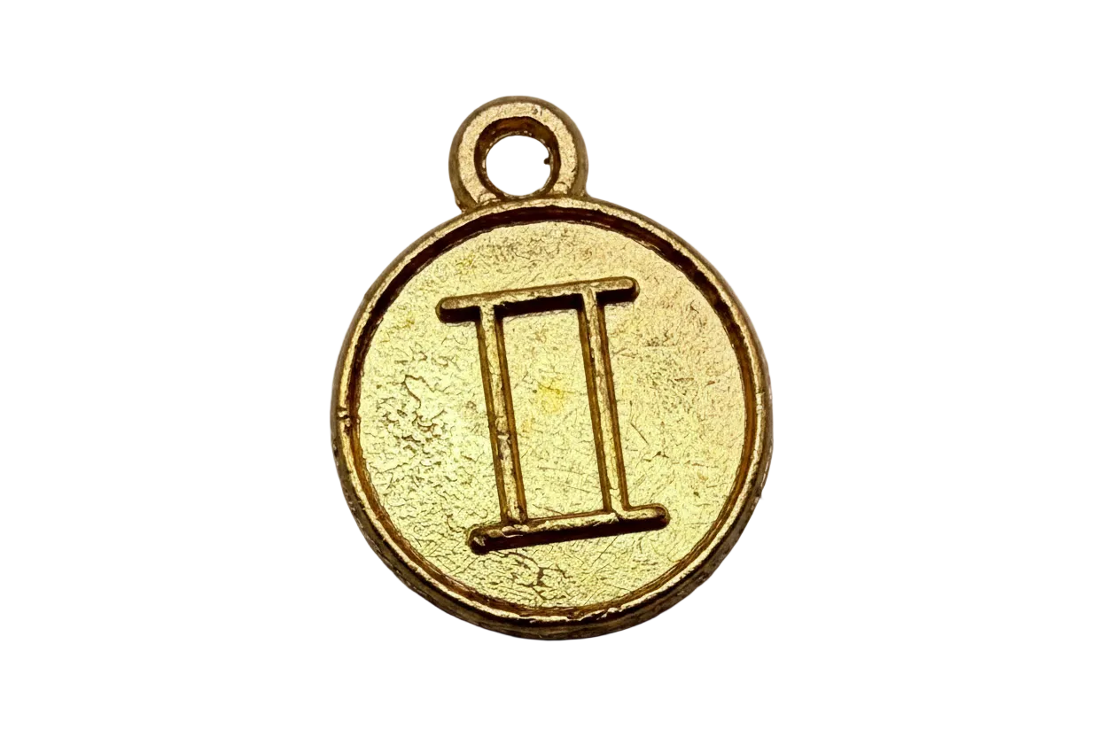 Textured gold round coin with raised Roman numeral II