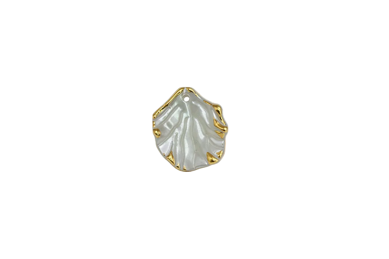 Ivory pearlescent leaf with gold edge accents