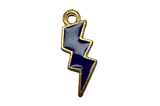Navy enamel lightning bolt with gold-colored outline