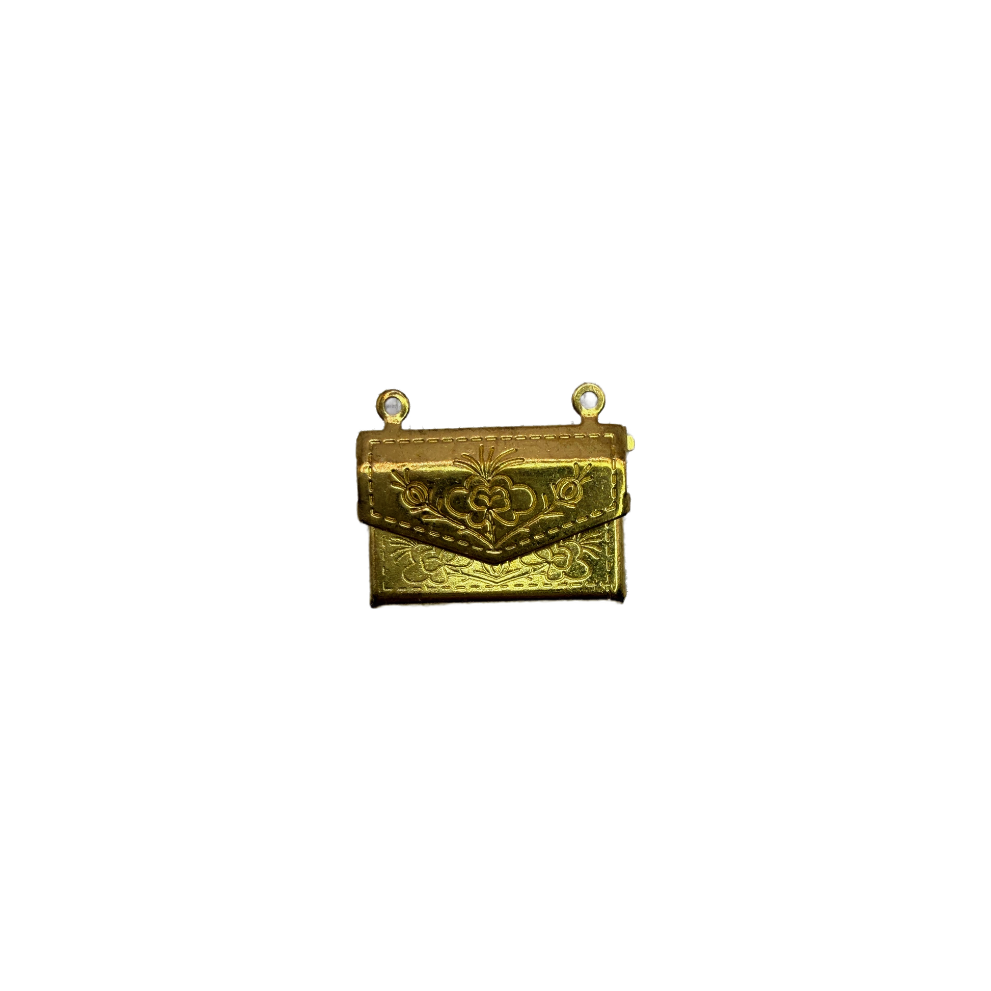 Gold envelope purse with engraved floral detailing