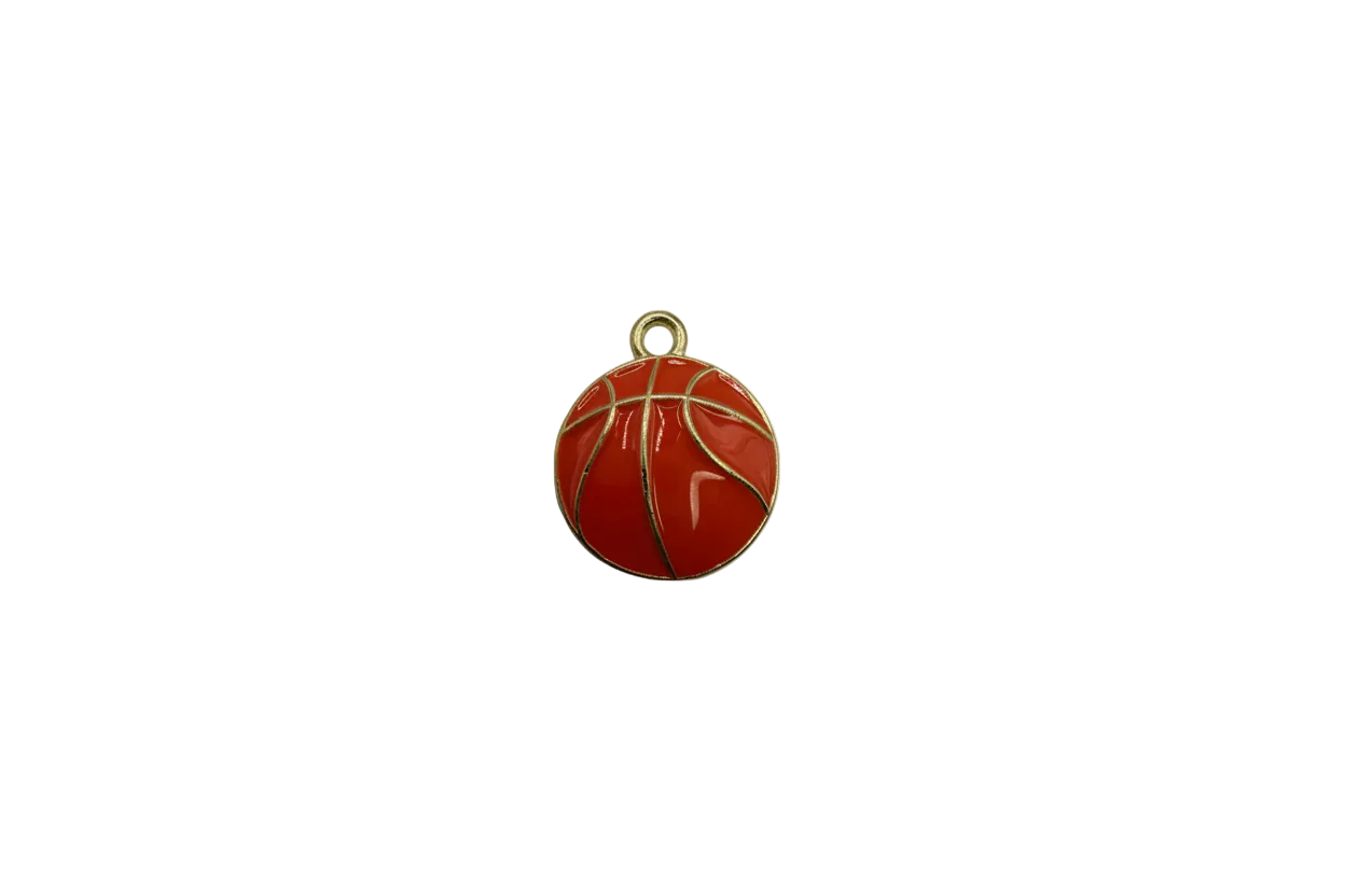 Orange basketball motif with gold-tone line details