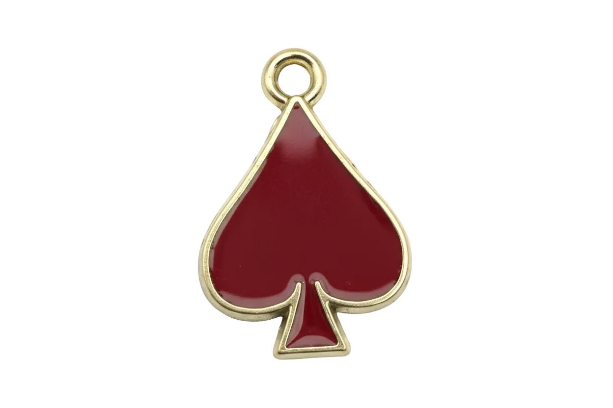Glossy red spade symbol with gold outline