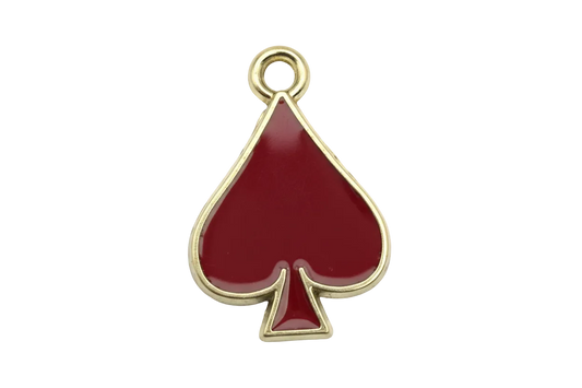 Glossy red spade symbol with gold outline