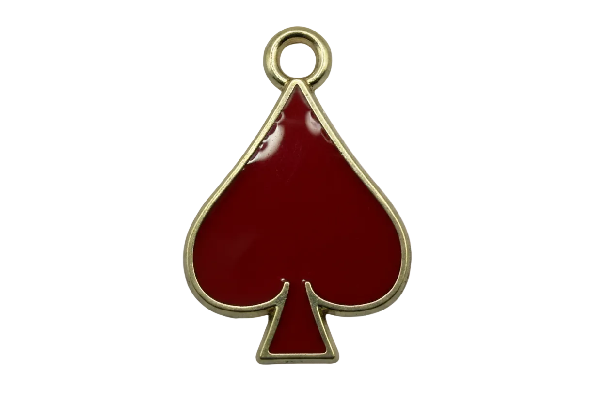 Glossy red spade symbol with gold outline