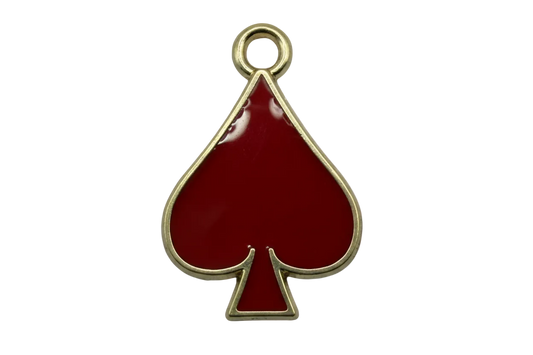 Glossy red spade symbol with gold outline