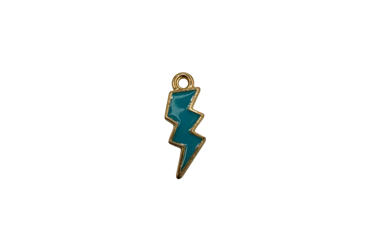 Teal lightning bolt with textured gold outline