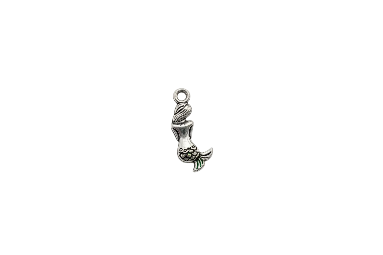 Antiqued silver mermaid tail with scale detailing