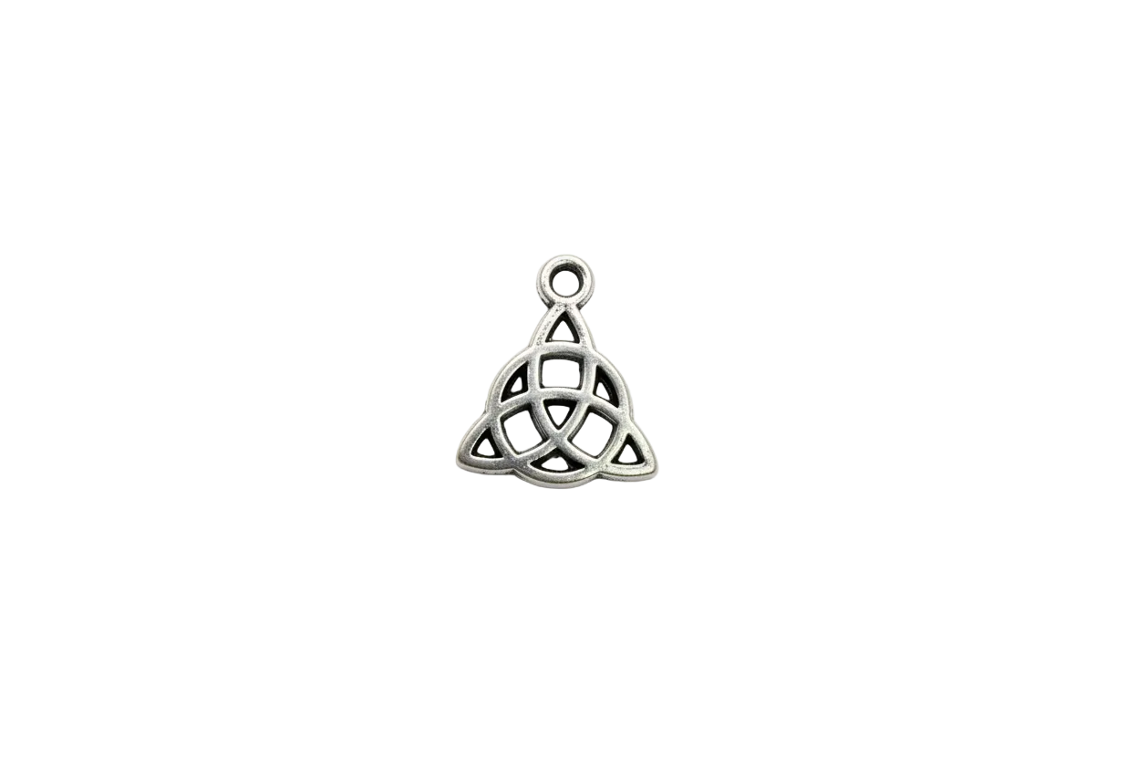 Antiqued silver trinity knot symbol with cutouts