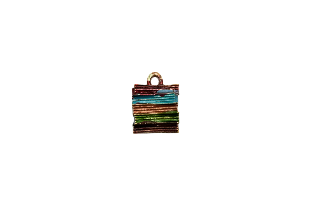 Gold padlock with multicolor enamel stripes