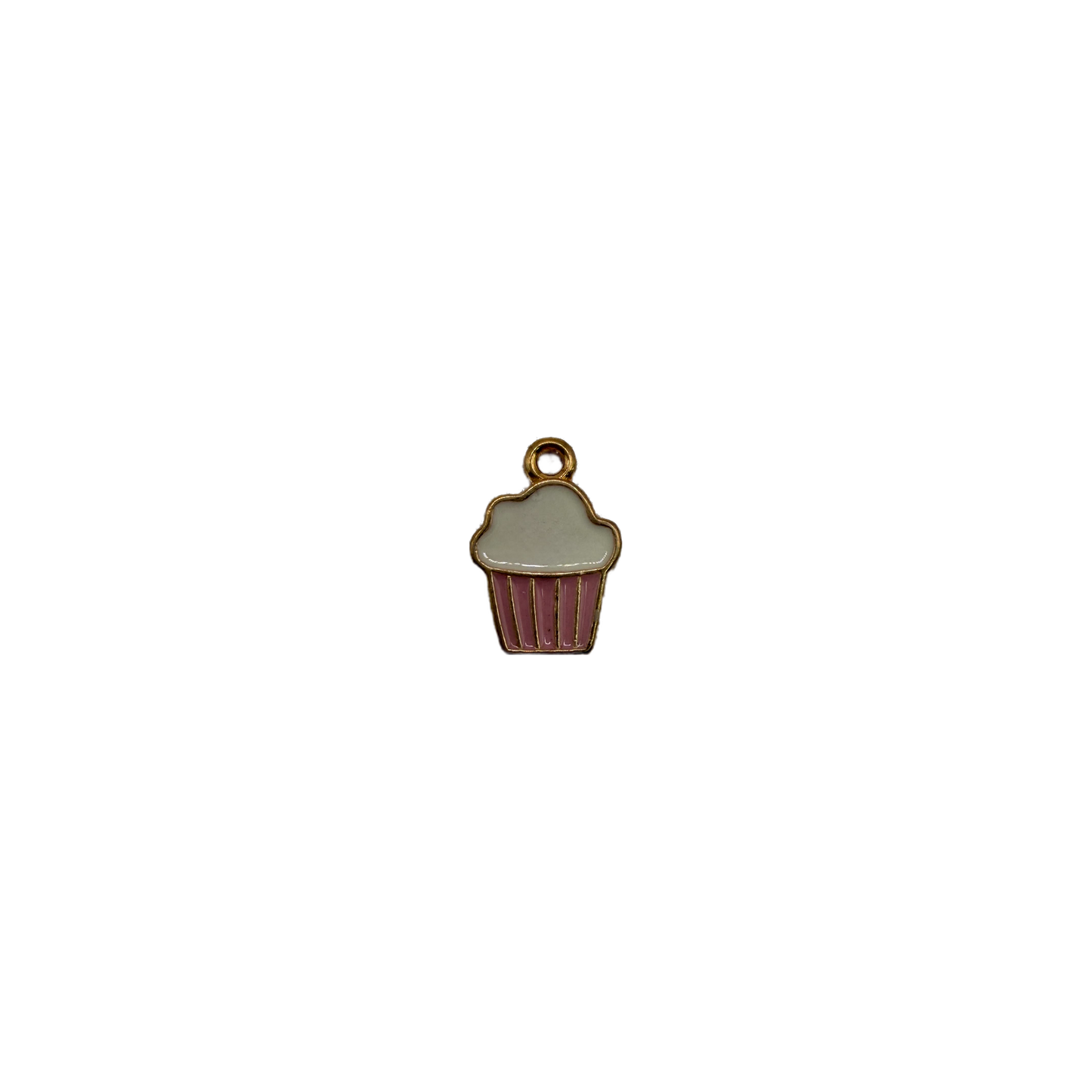 Pink enamel cupcake with gold outline
