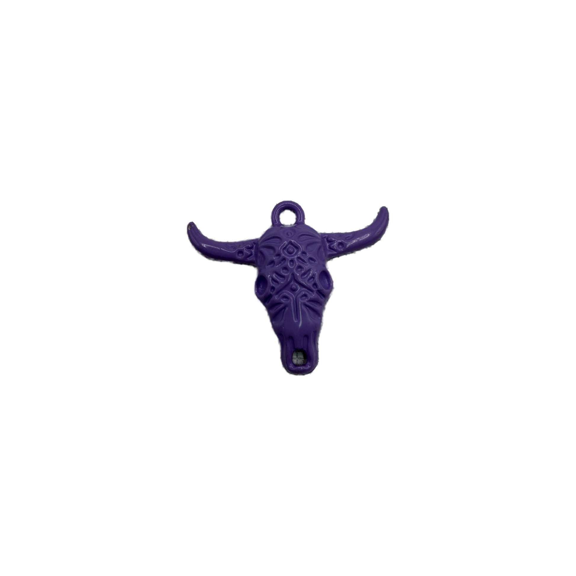 Purple longhorn skull with ornate floral detailing