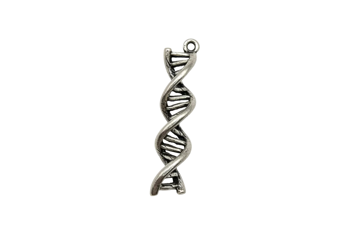 Antiqued silver DNA double helix pendant
