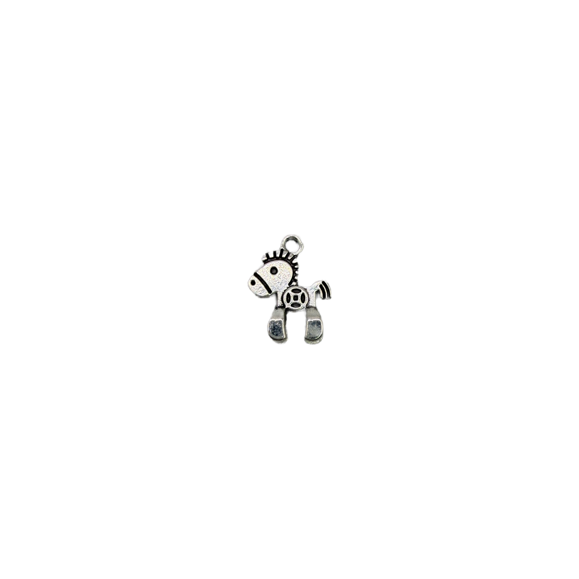 Silver-tone donkey figure with darkened details