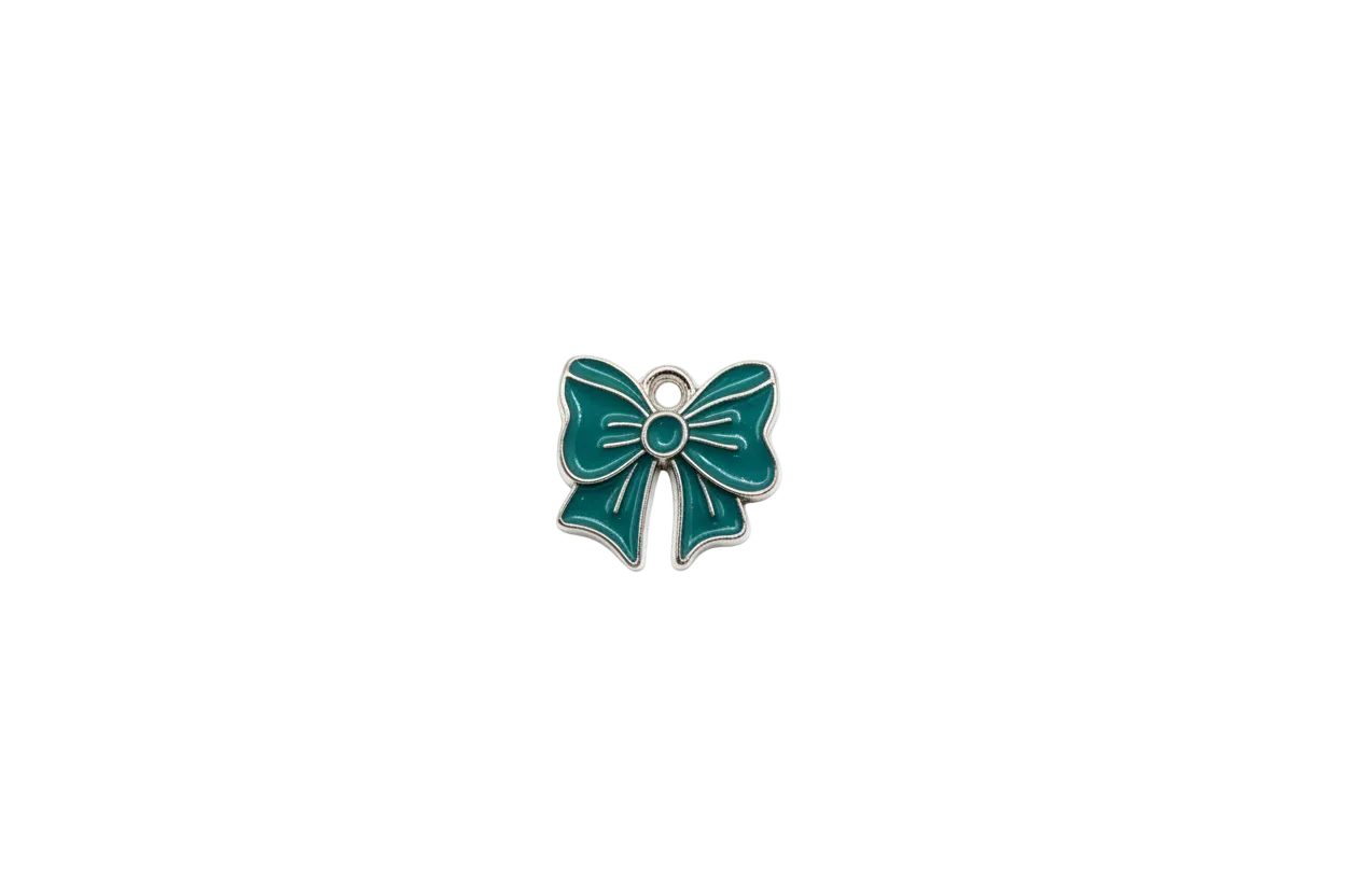 Teal bow with silver outline
