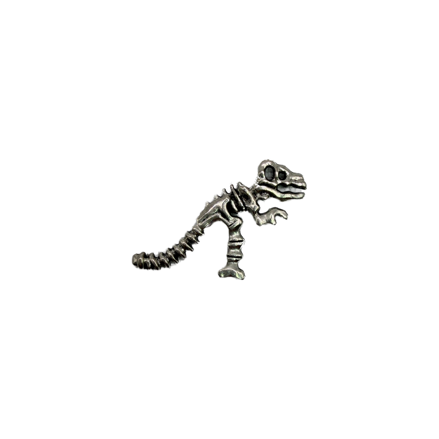 Antiqued silver dinosaur skeleton pendant