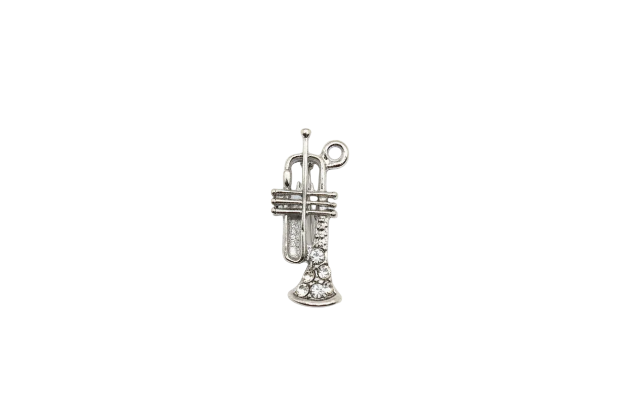 Silver safety pin with clustered clear crystals