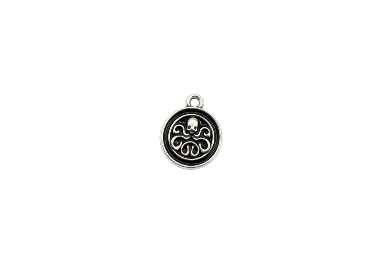 Antique silver octopus medallion on black