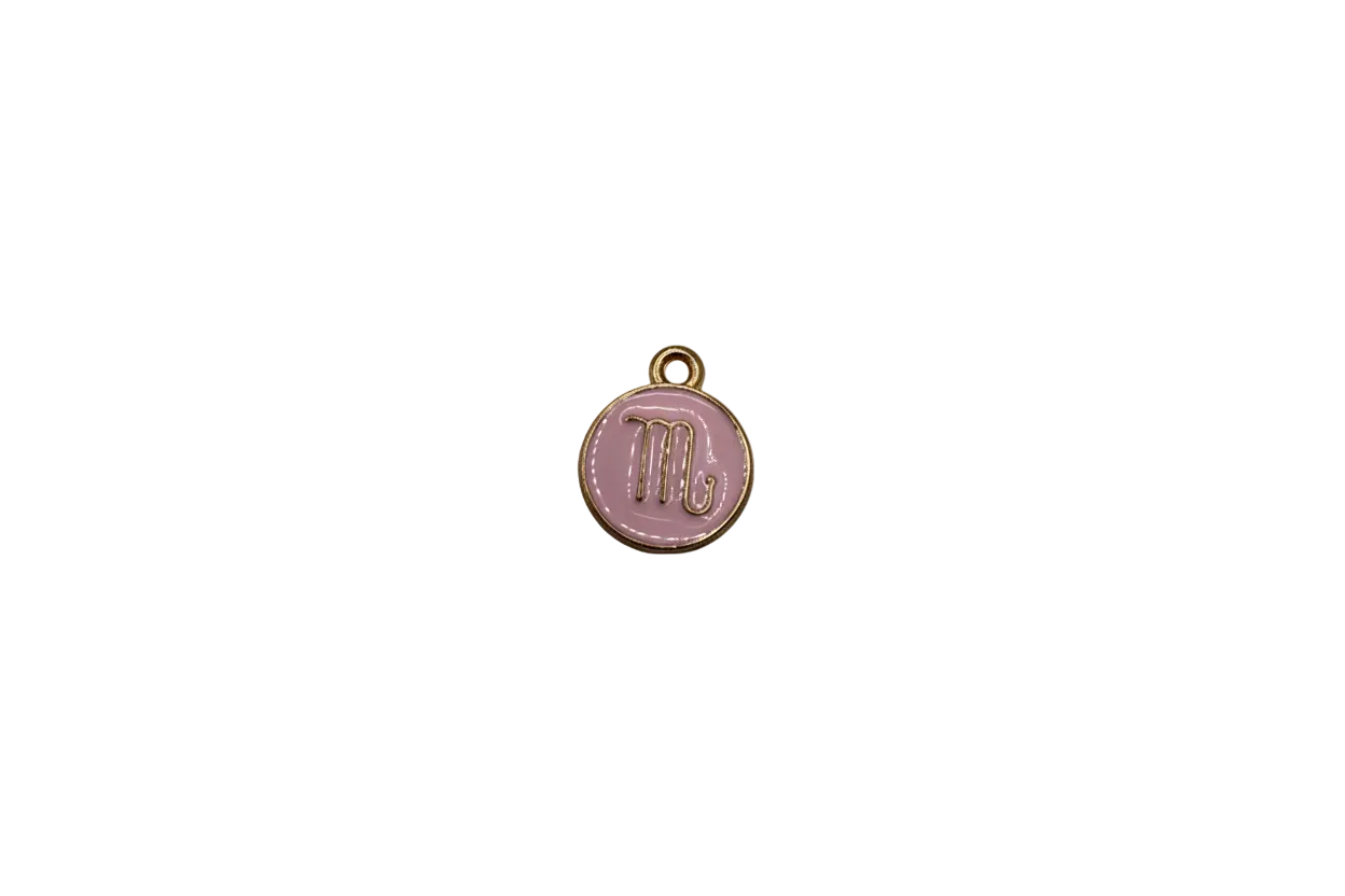 Blush enamel disc with raised gold script letter M