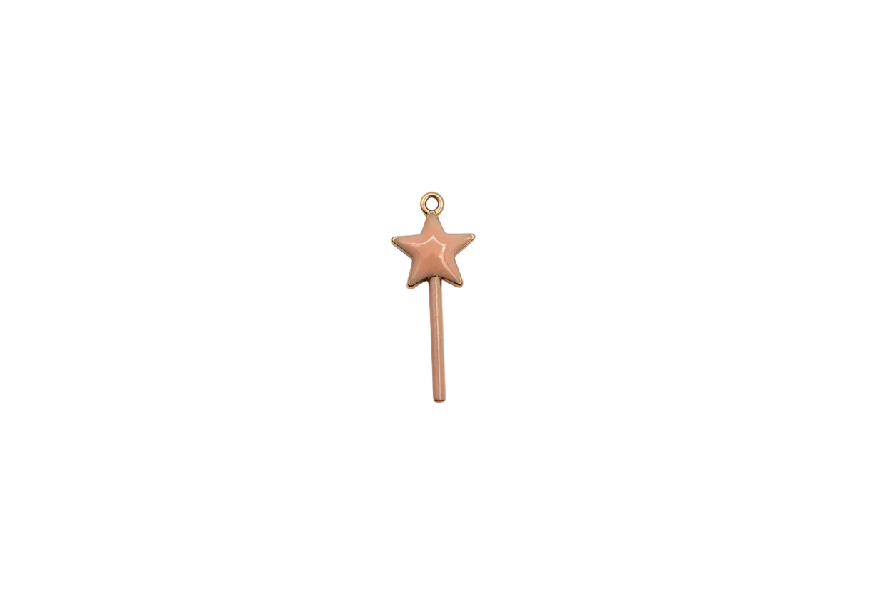 Blush pink star wand with gold edging