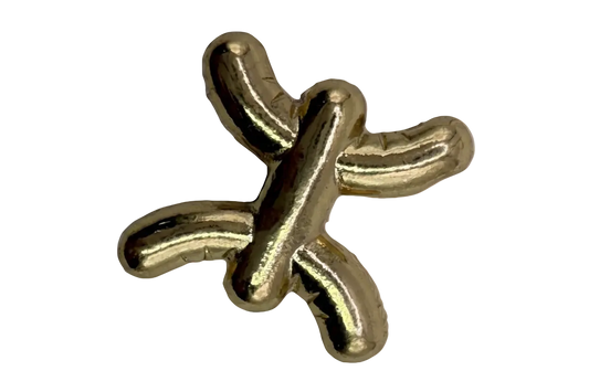High-polish gold puffy asterisk symbol